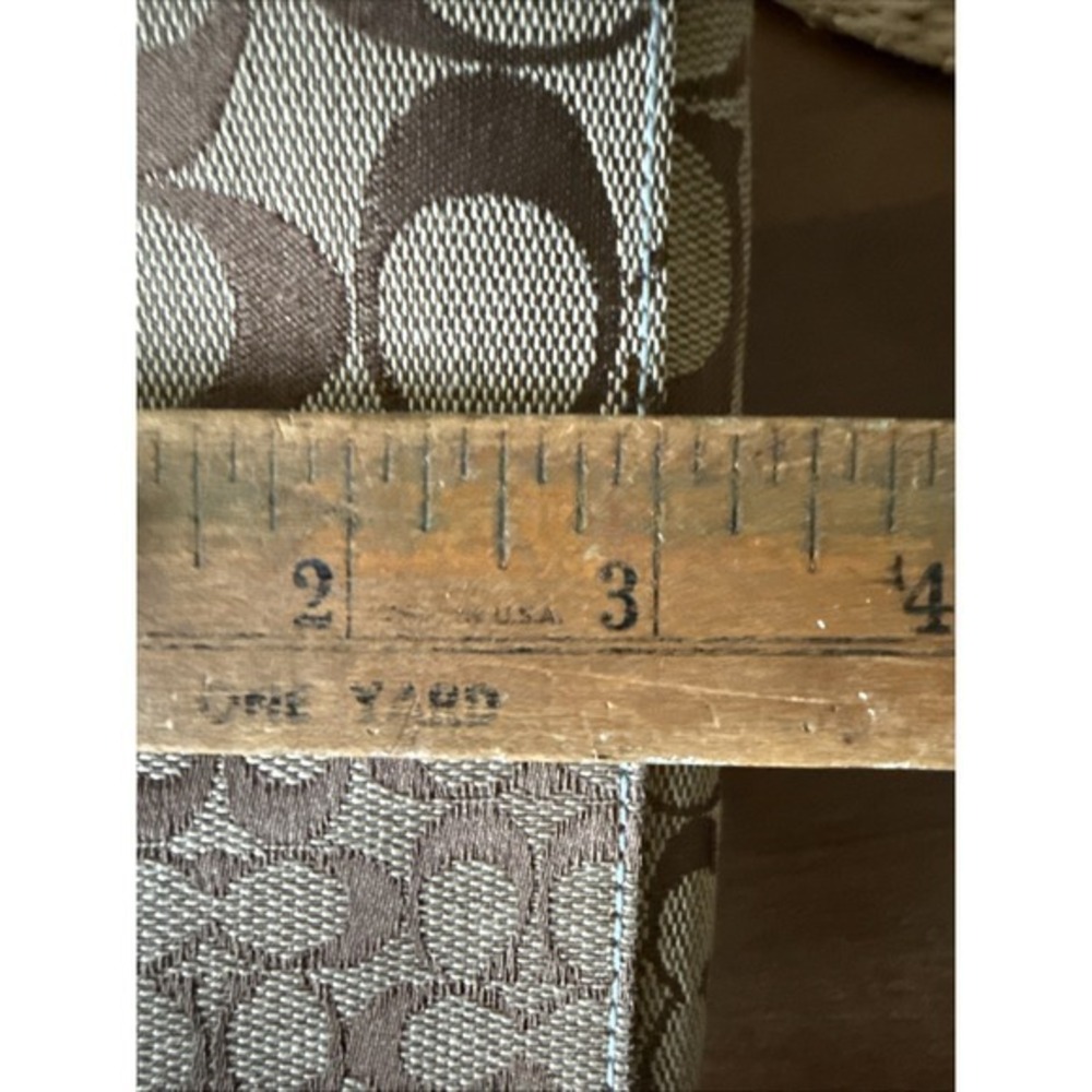 Vintage Brown Blue Coach Patchwork Logo Canvas Mini Handbag Suede Details Y2K - Picture 13 of 13